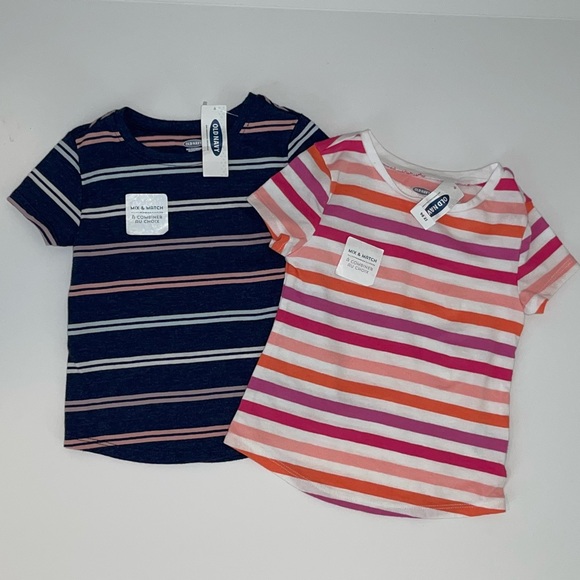Old Navy Other - Set of 2 Old Navy Girl’s Short Sleeve Striped Shirts, Size 18-24